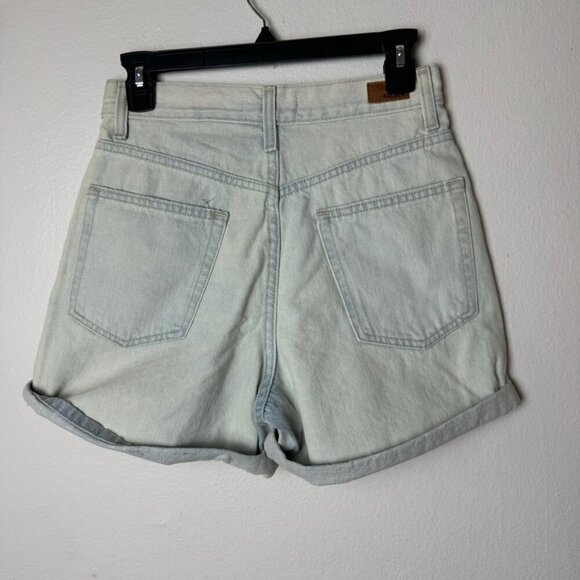 High-Waisted Light Wash Denim Shorts By RSQ Size M Womens Casual Rolled Cuff - Picture 9 of 12